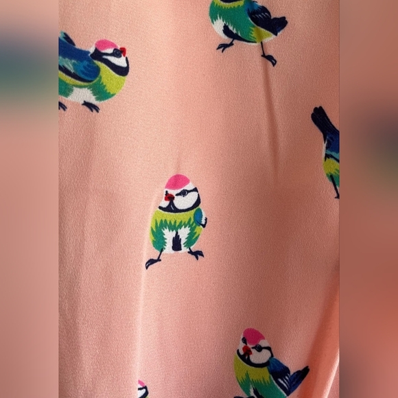 Adorable Pink Owl Bird Print Midi Dress - Picture 4 of 4